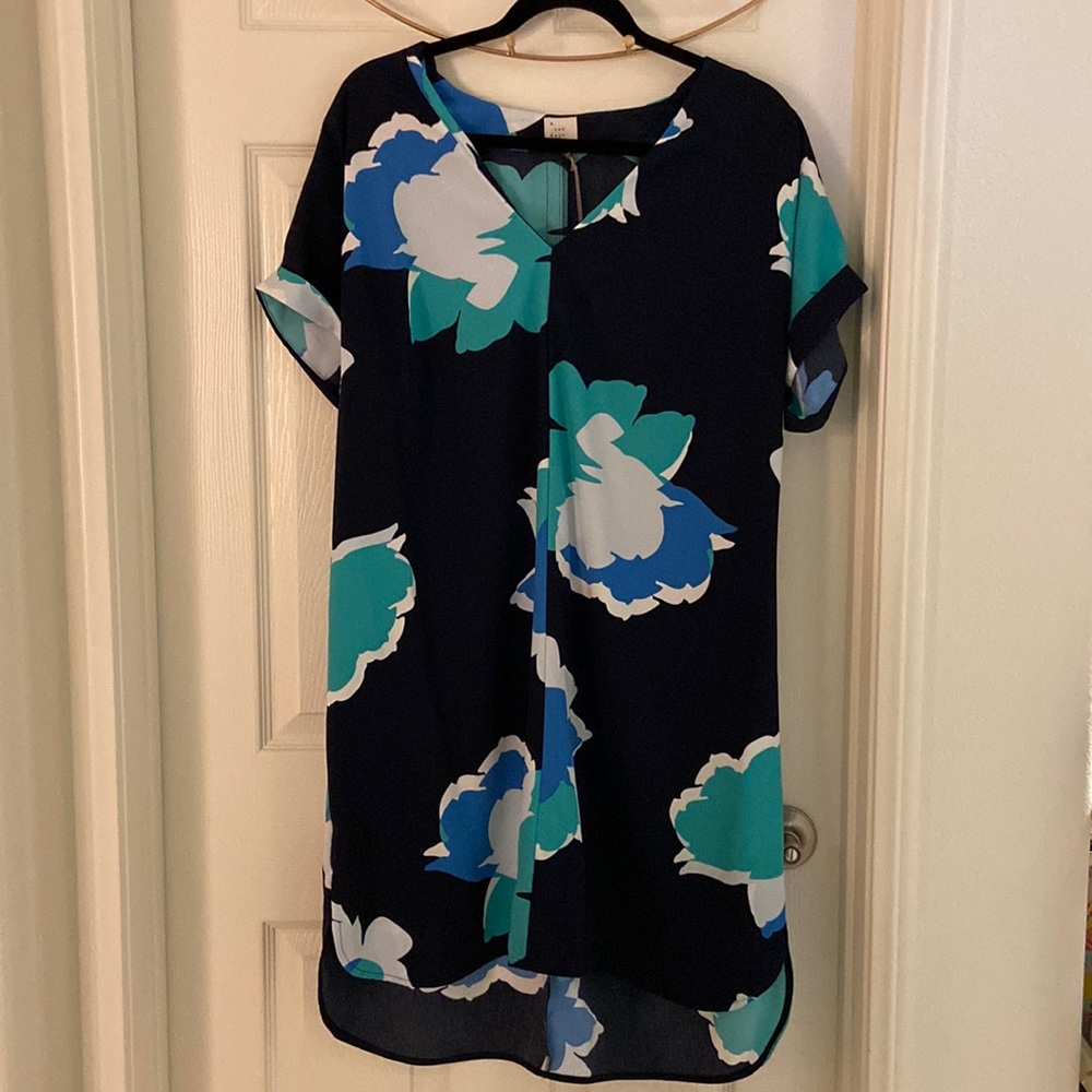 A New Day navy and teal shift dress size XL